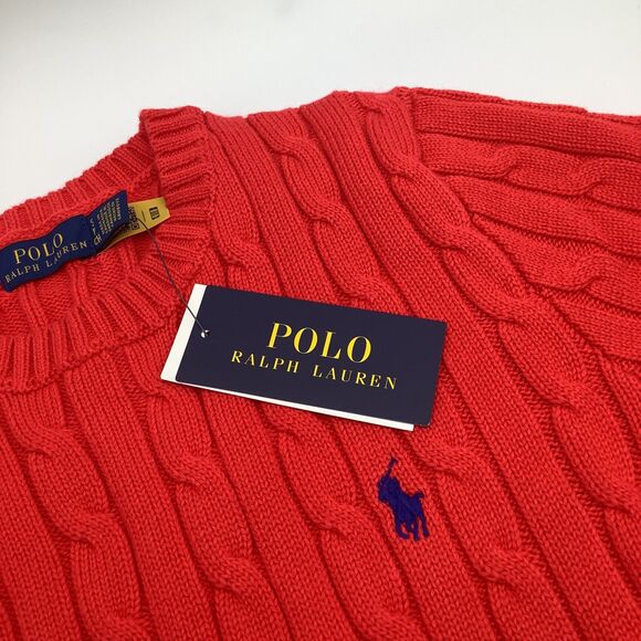 Polo Ralph Lauren Womens Short Sleeve Cable Knit Sweater Red Size Small … - Picture 4 of 7